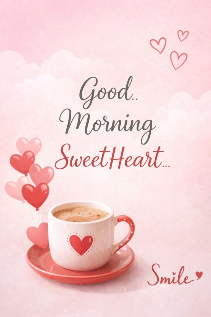 romantic love good morning wishes with hearts