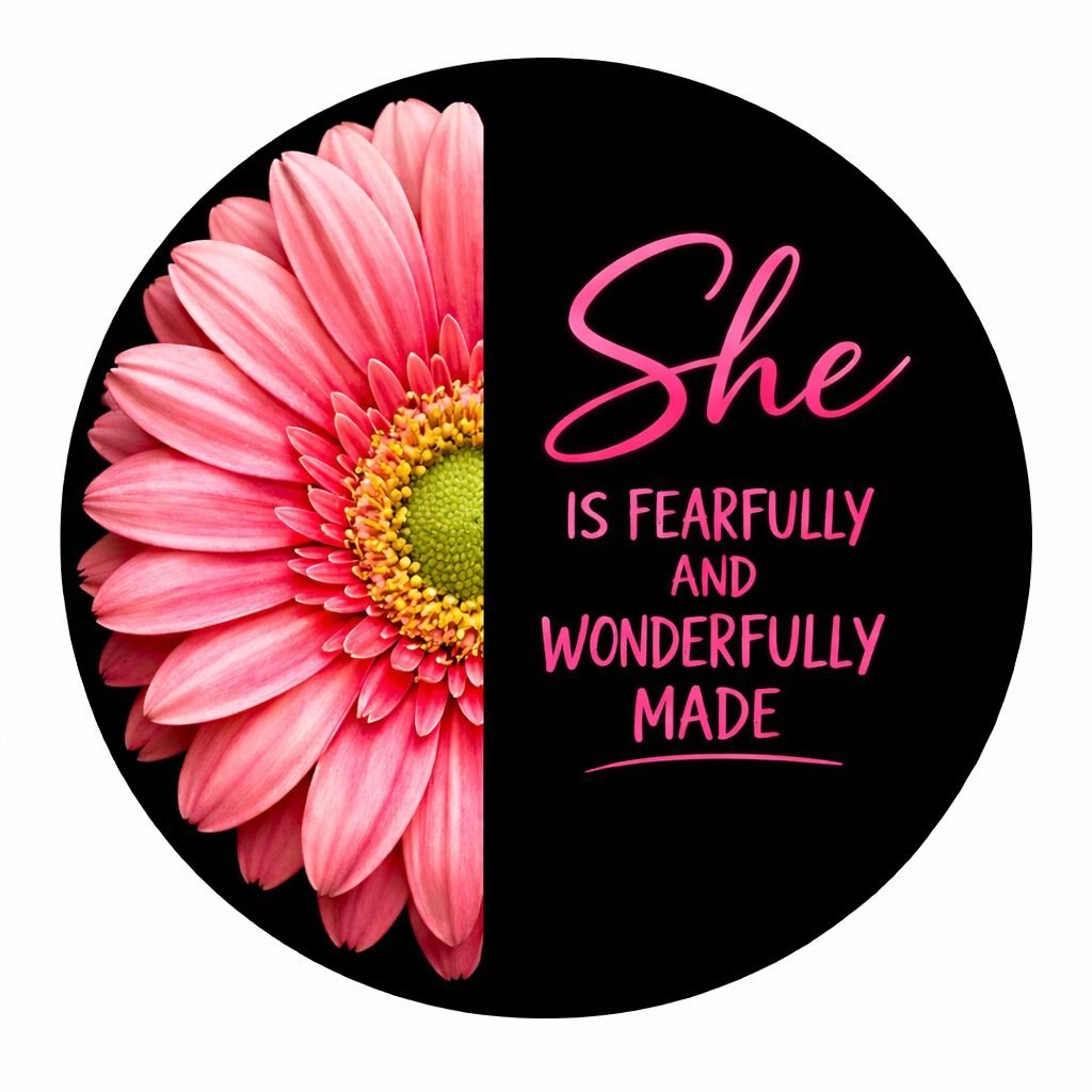 beautiful pink flower with inspirational quote