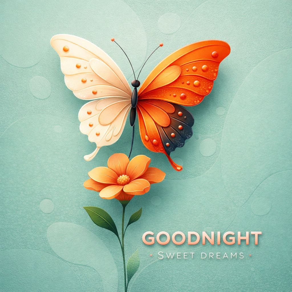 butterfly and flower good night image