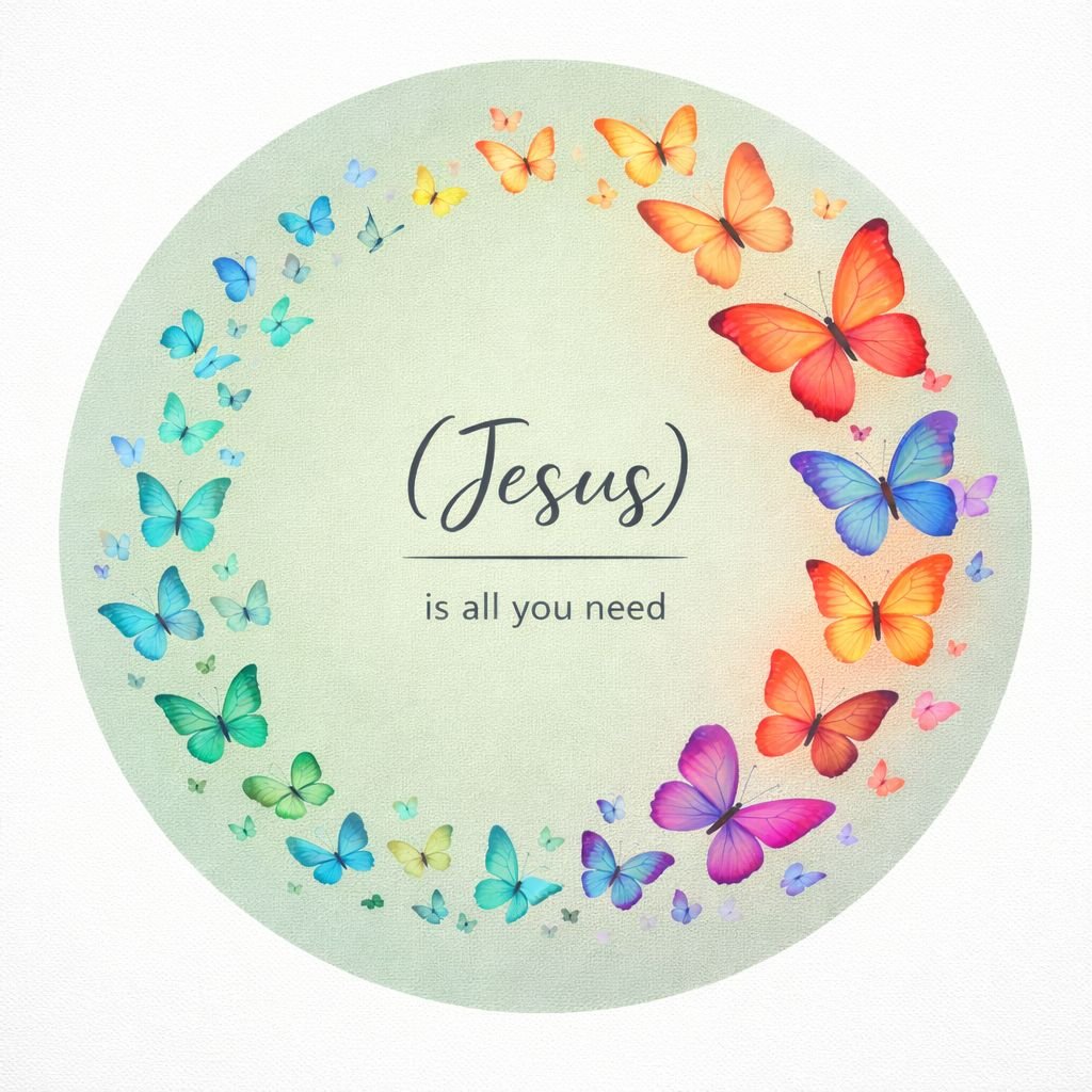 colorful butterfly circle with inspirational christian quote