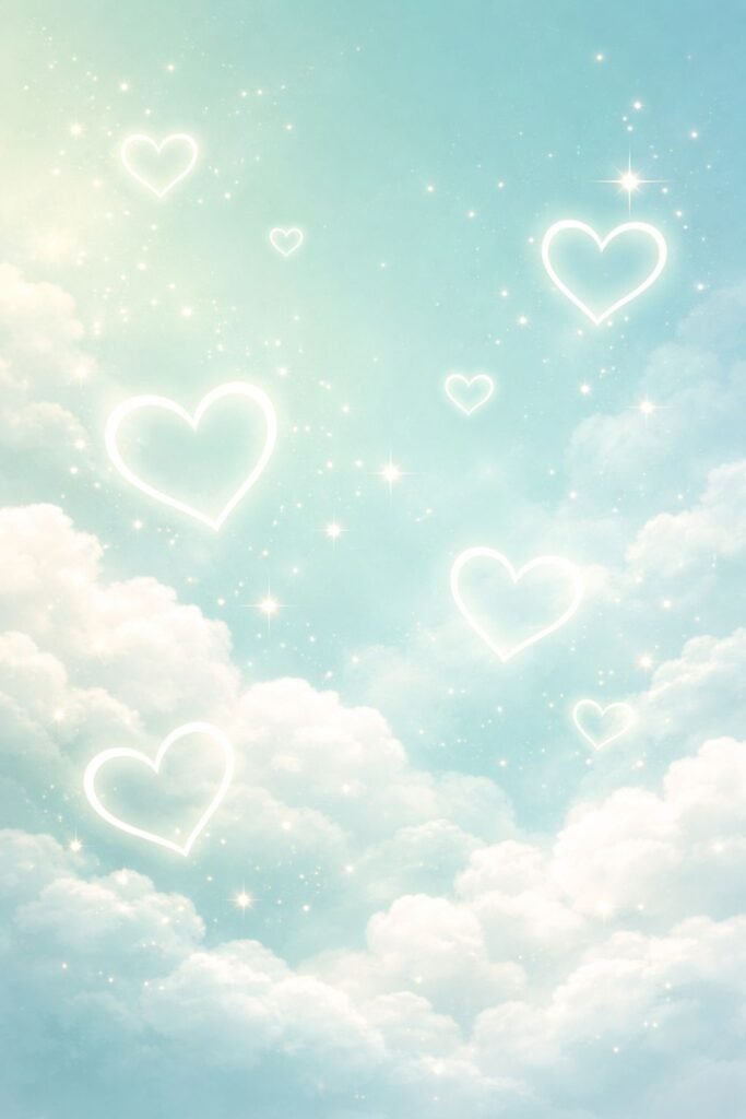 cute heart sky background for mobile