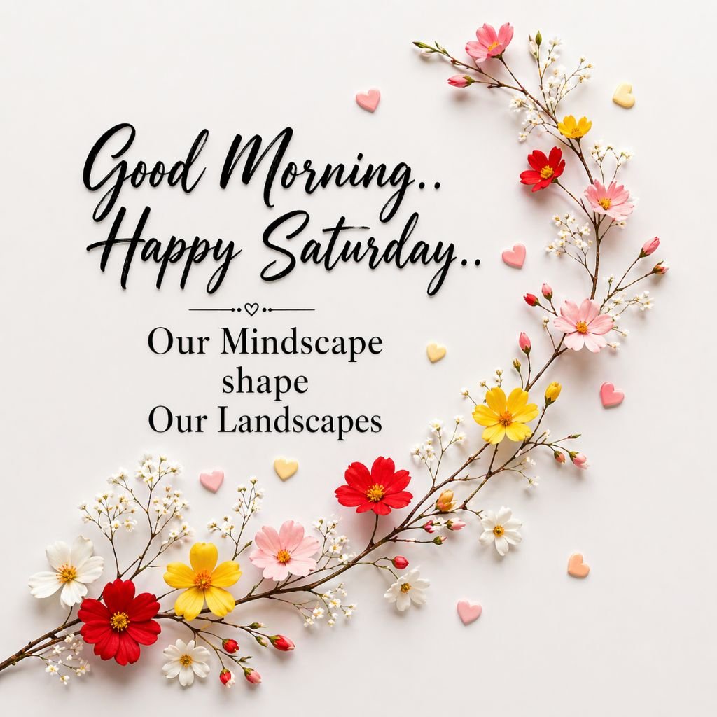 elegant good morning happy saturday image with floral border and quote