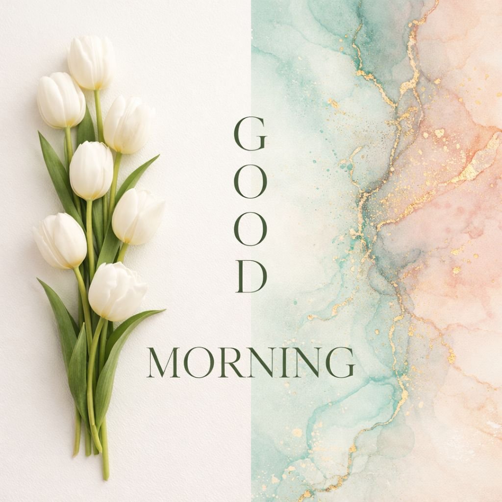 elegant good morning tulips image with pastel art background