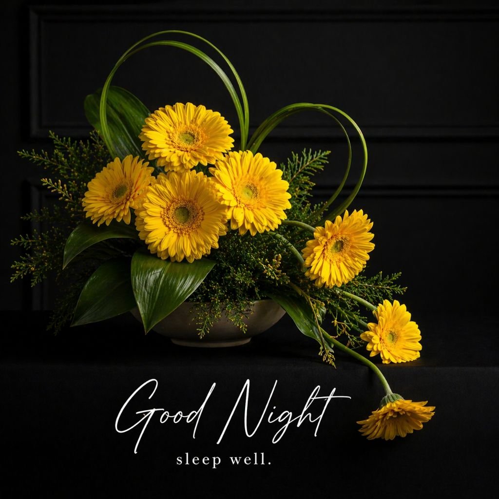 elegant good night yellow flowers image