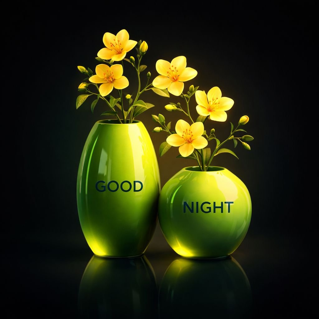 elegant green vase flowers good night image