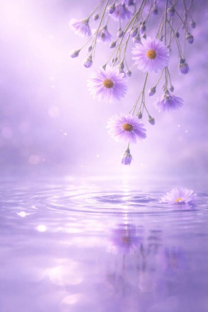 elegant purple floral water ripple wallpaper