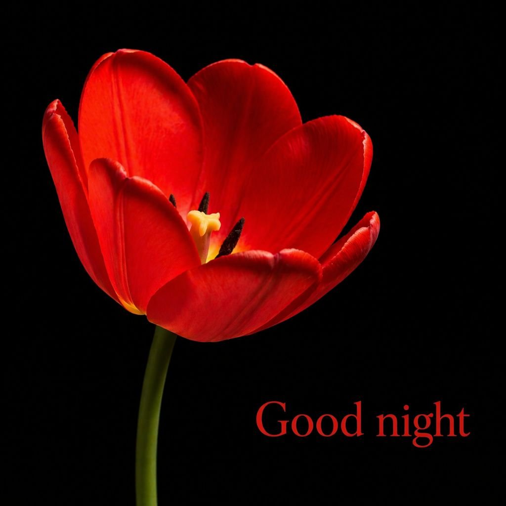elegant red tulip good night image