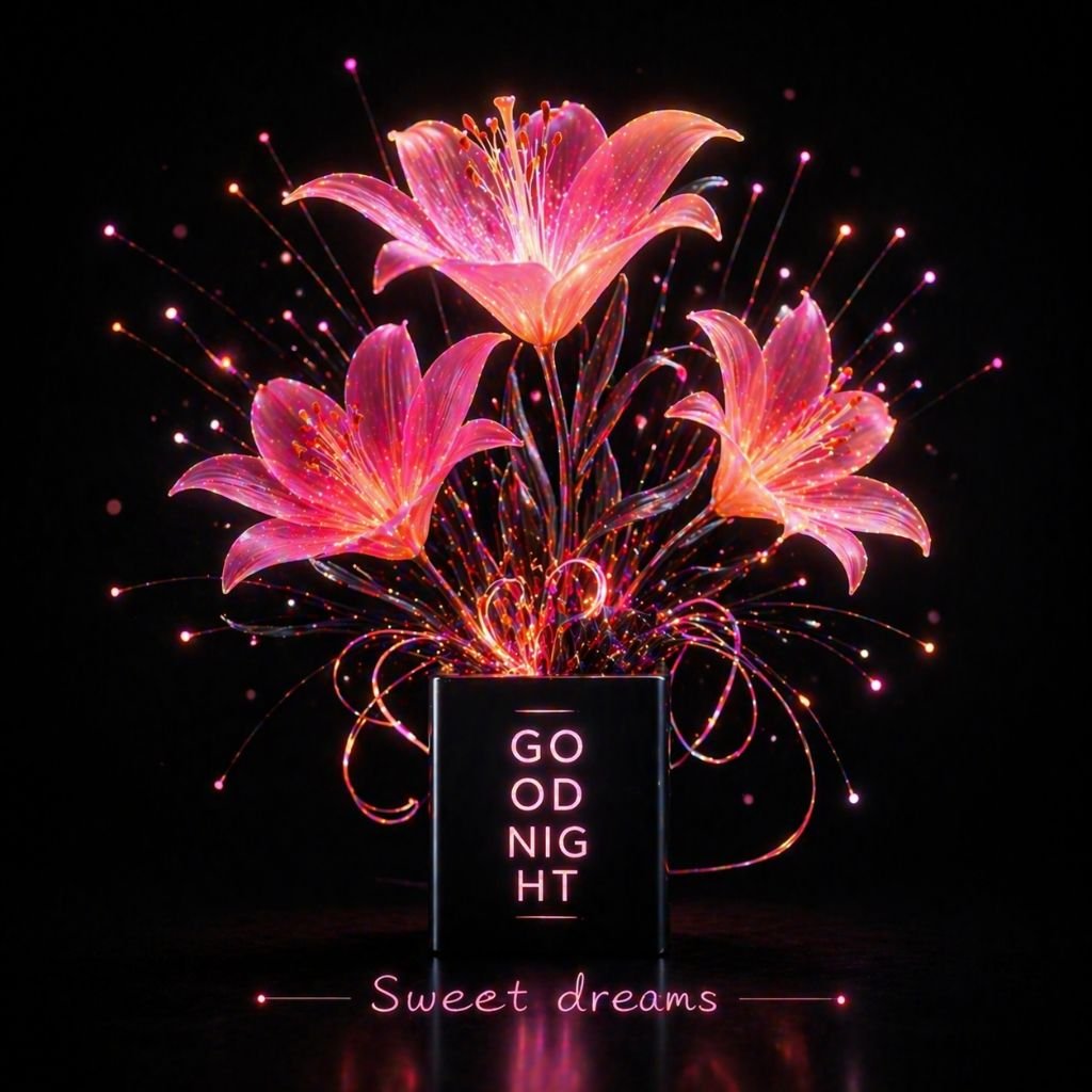 glowing flower good night image