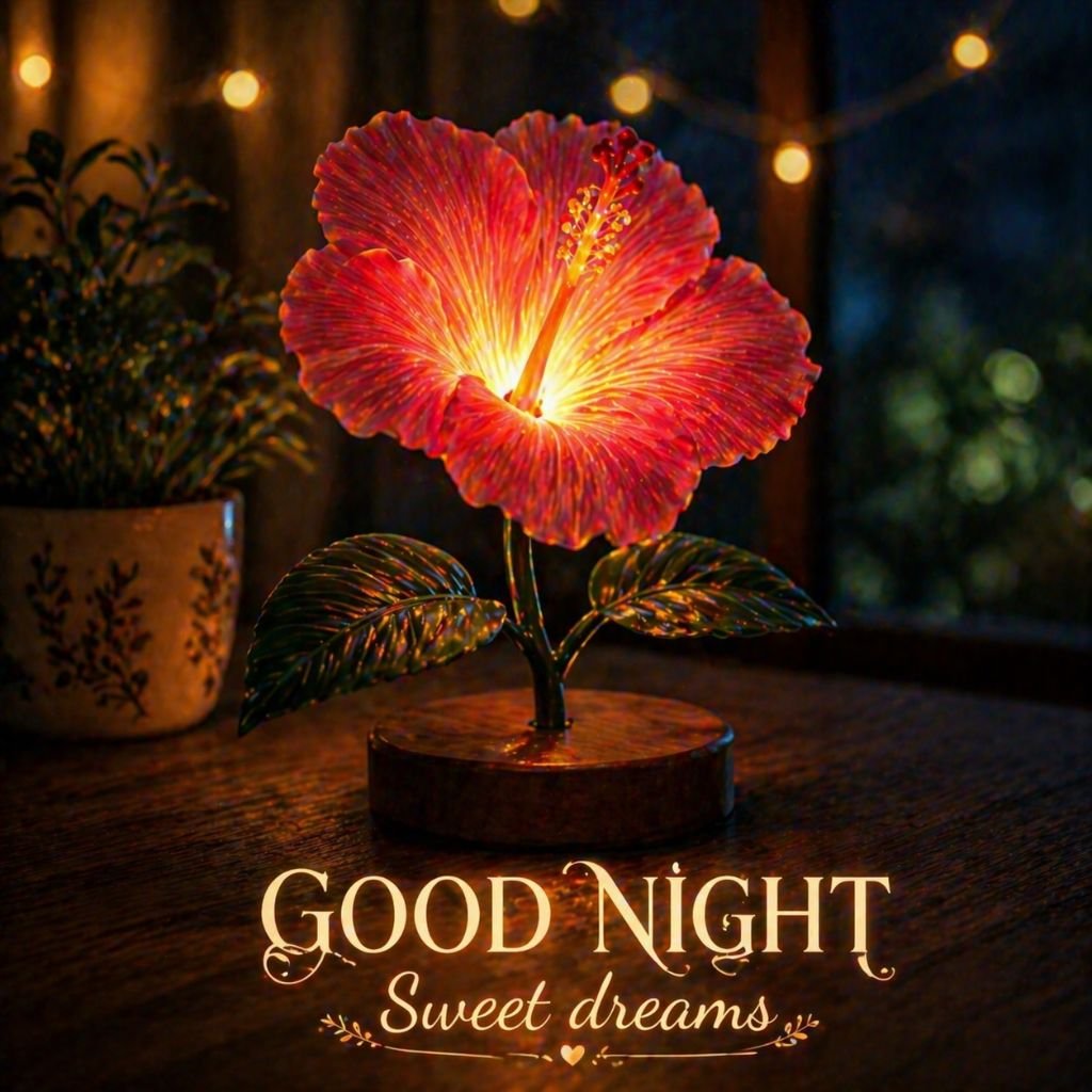 glowing flower lamp good night image