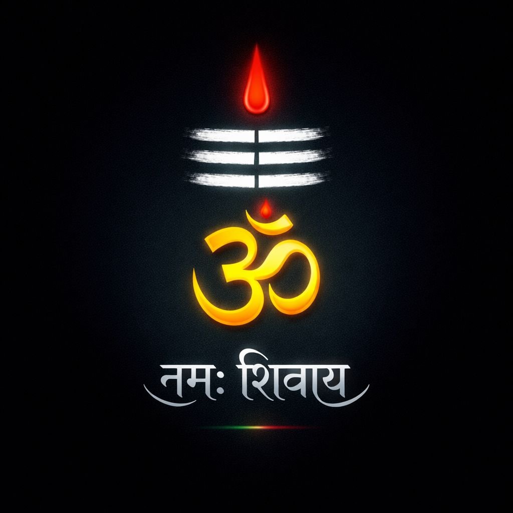 glowing om symbol with tripundra
