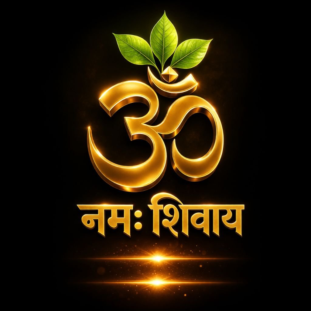 golden om namah shivaya hd image with bilva leaves