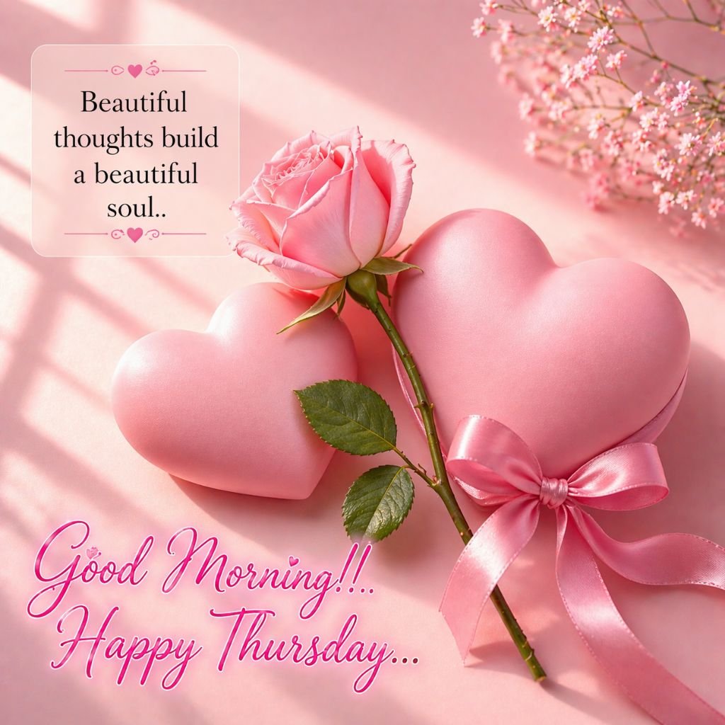 good morning happy thursday image with pink hearts