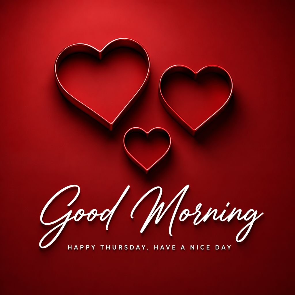 good morning happy thursday image with red hearts