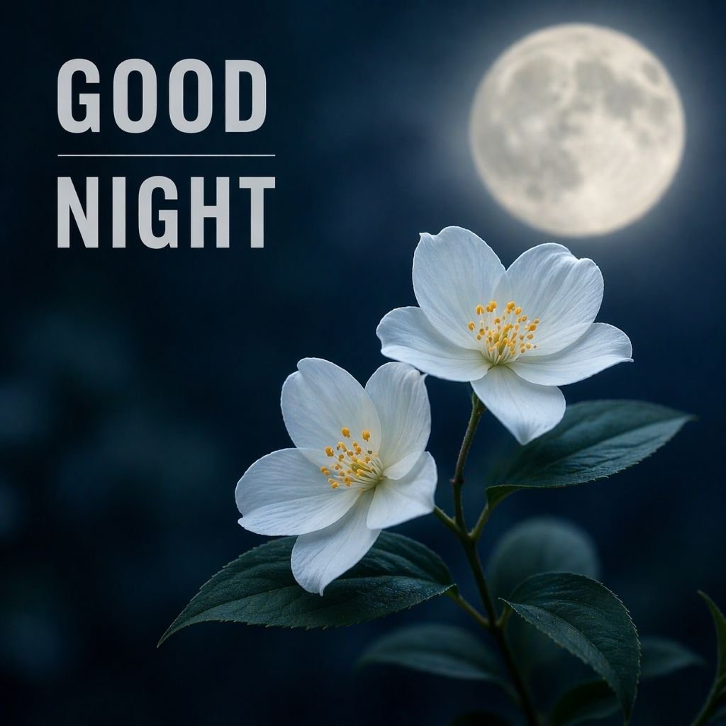good night moonlight white blossom flowers