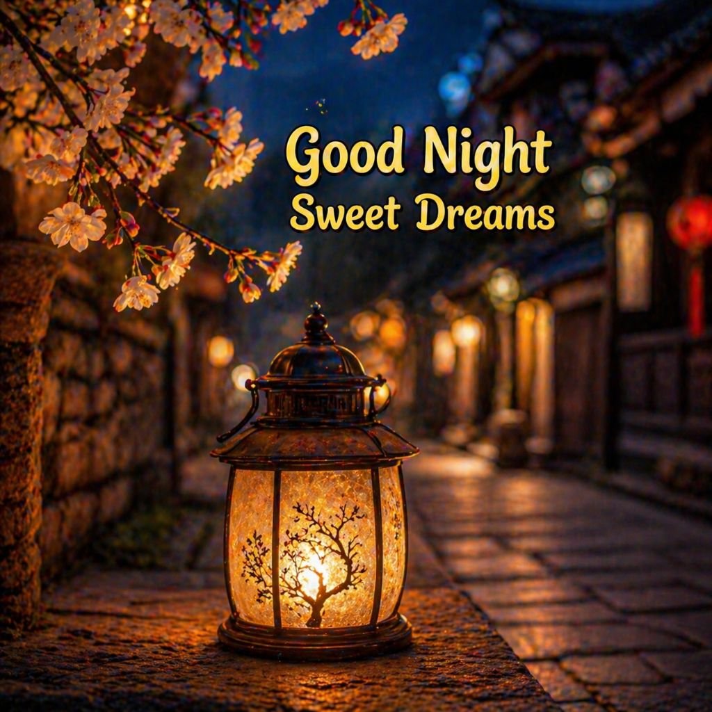 good night sweet dreams lantern street scene