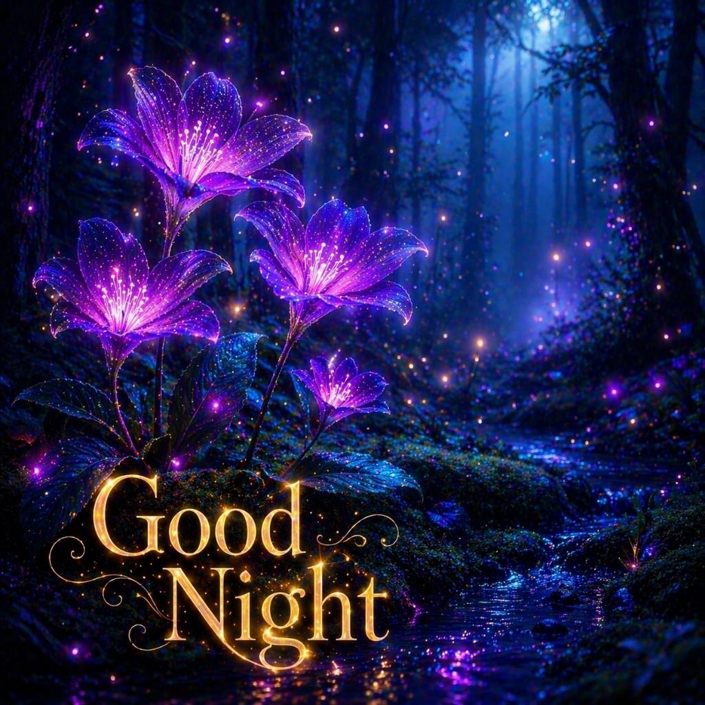 good night wishes  fantasy flowers