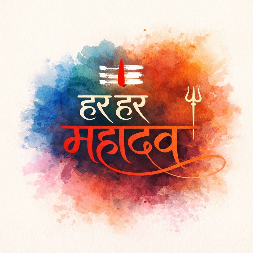 har har mahadev watercolor image hd