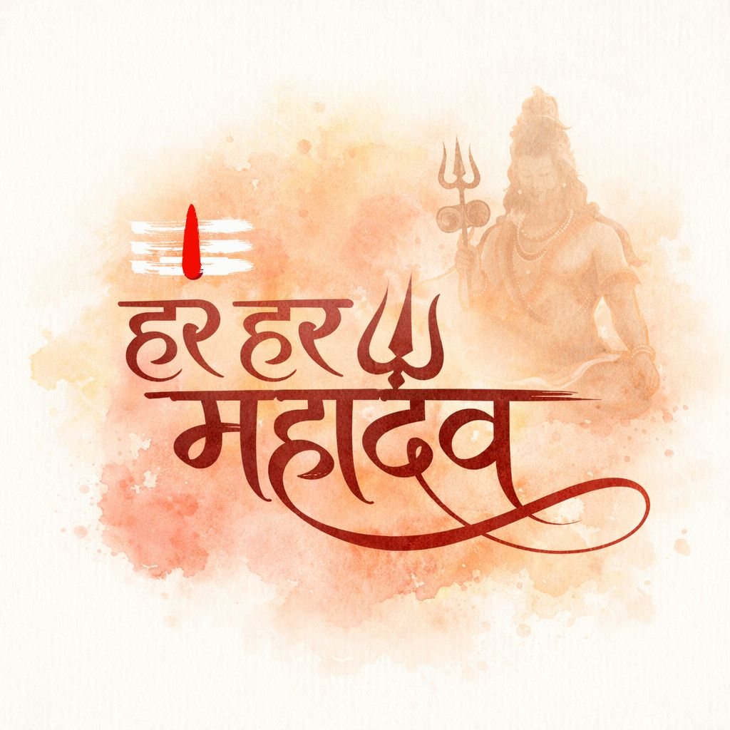 har har mahadev with lord shiva shilloutte 