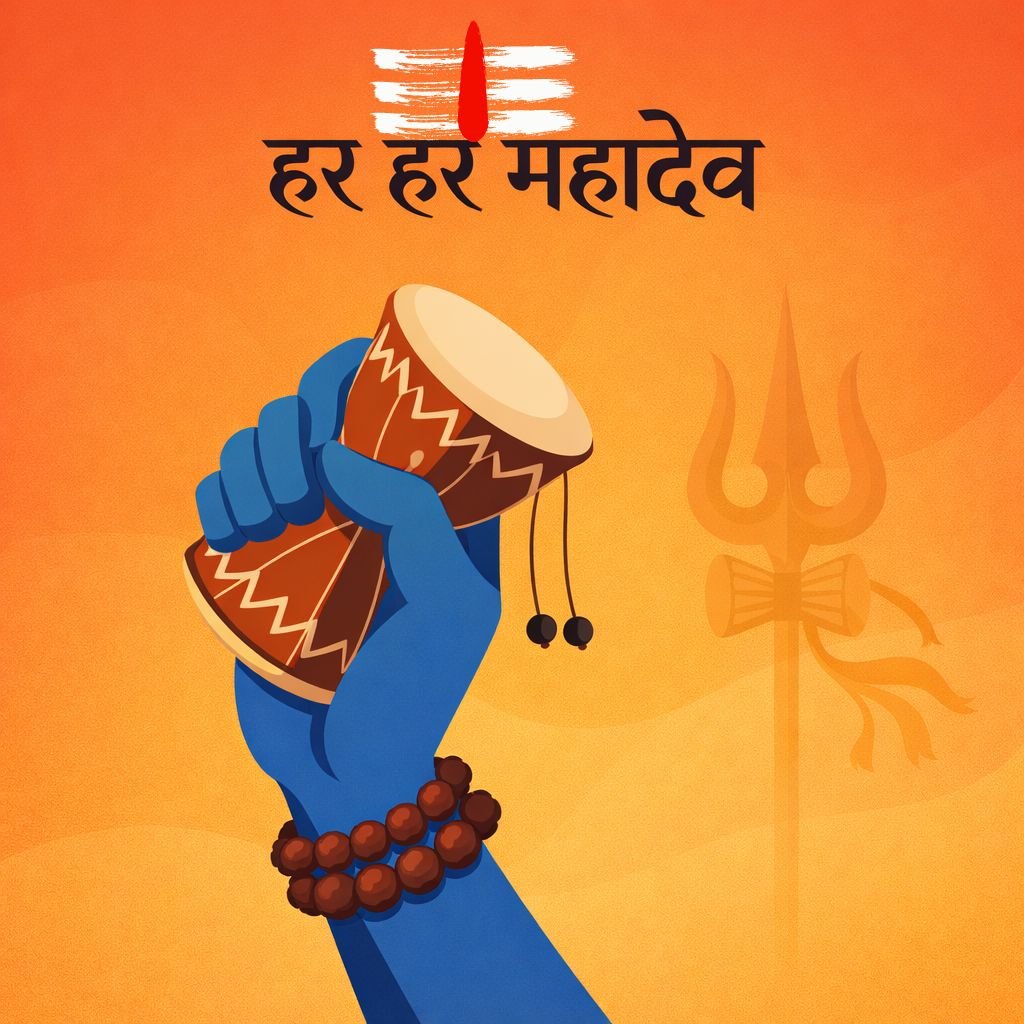 lord shiva hand with damru and trishul