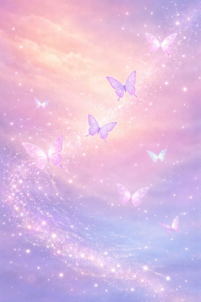 pastel galaxy butterflies wallpaper