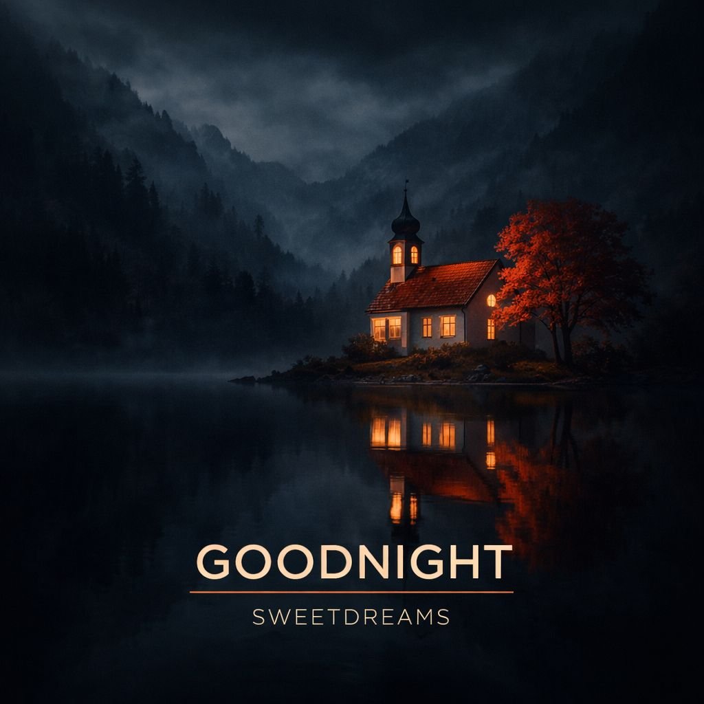 peaceful lake house night good night image
