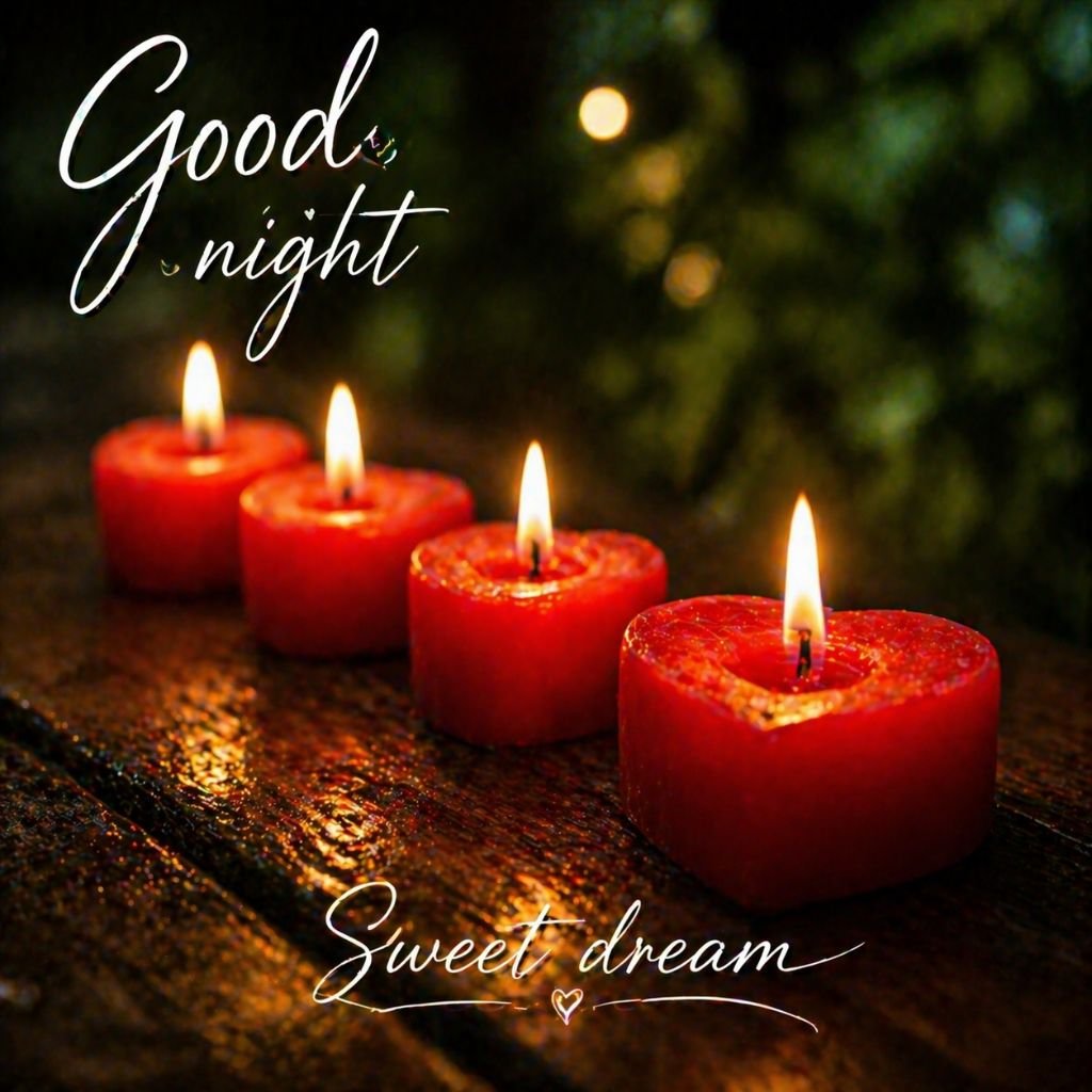 red candle good night image