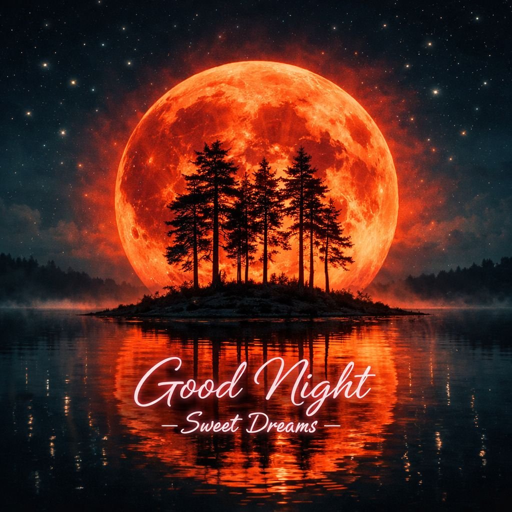 red full moon night landscape good night image