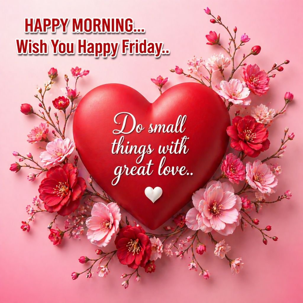 romantic good morning happy friday image with heart and love quote