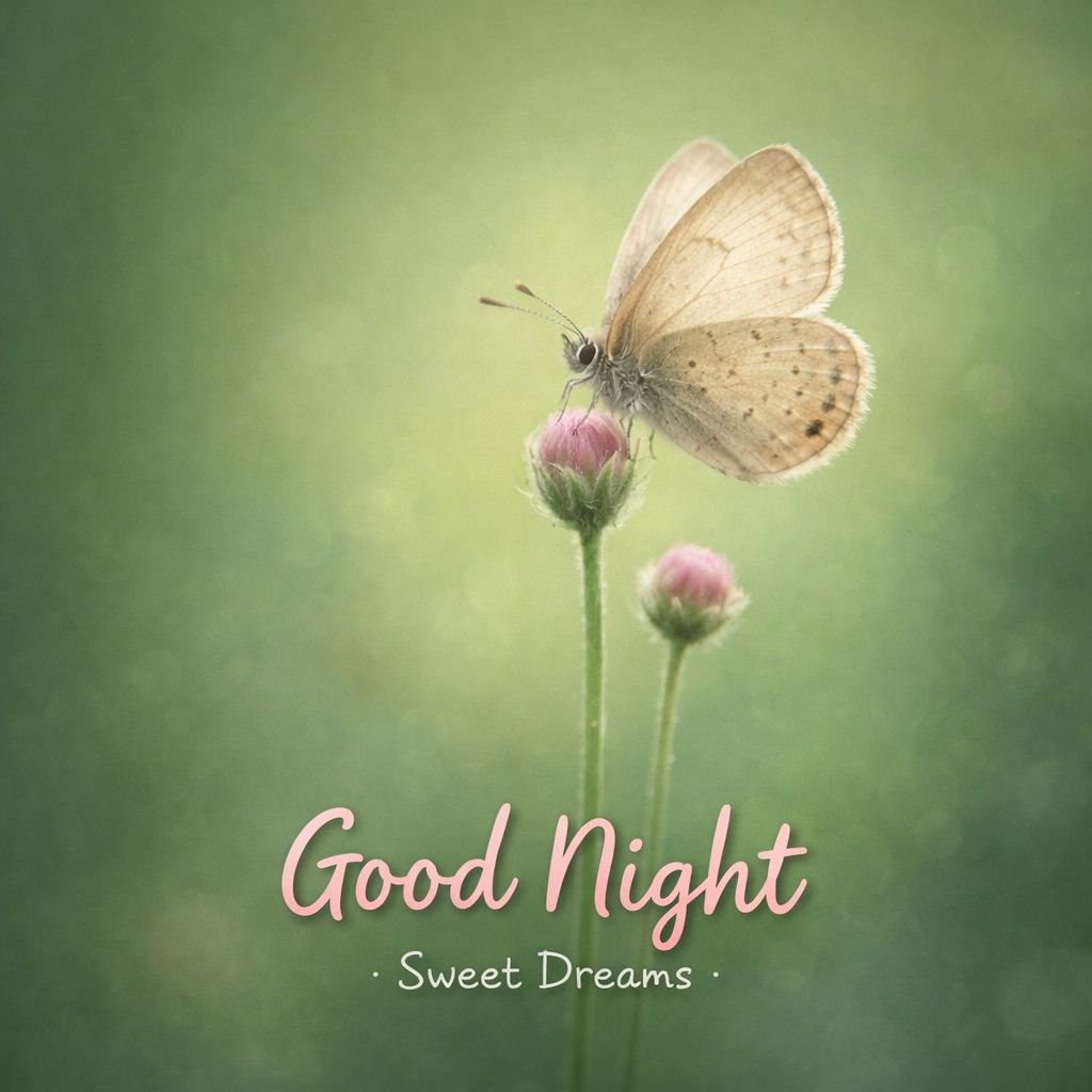 soft butterfly on flower good night image