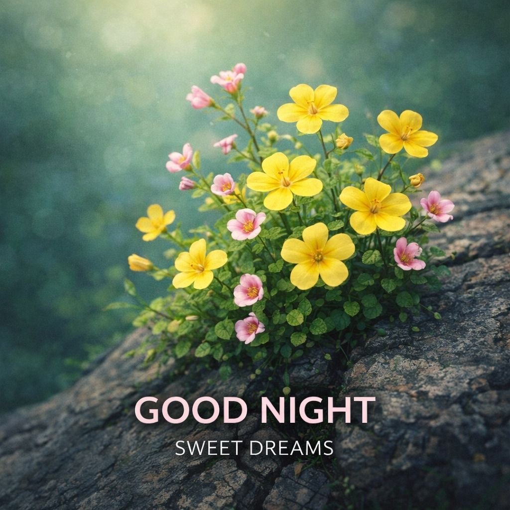 yellow and pink wildflowers good night wishes