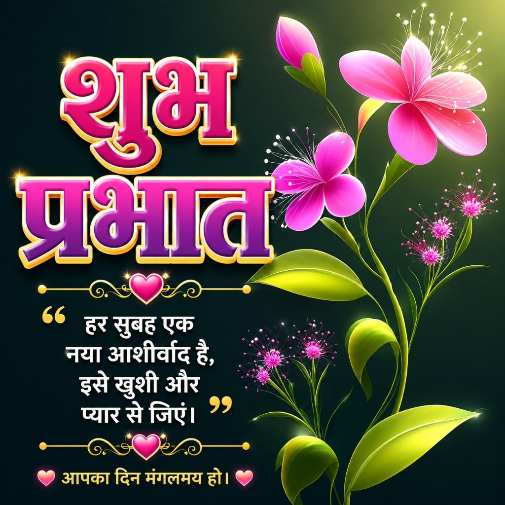 Beautiful Flower Good Morning Image in Hindi