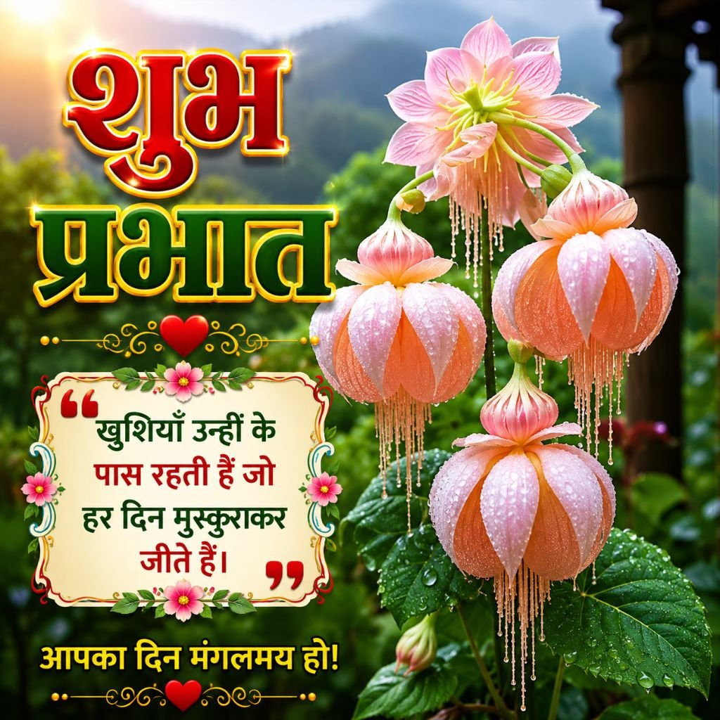 Beautiful Flower Good Morning Image with Hindi Quote