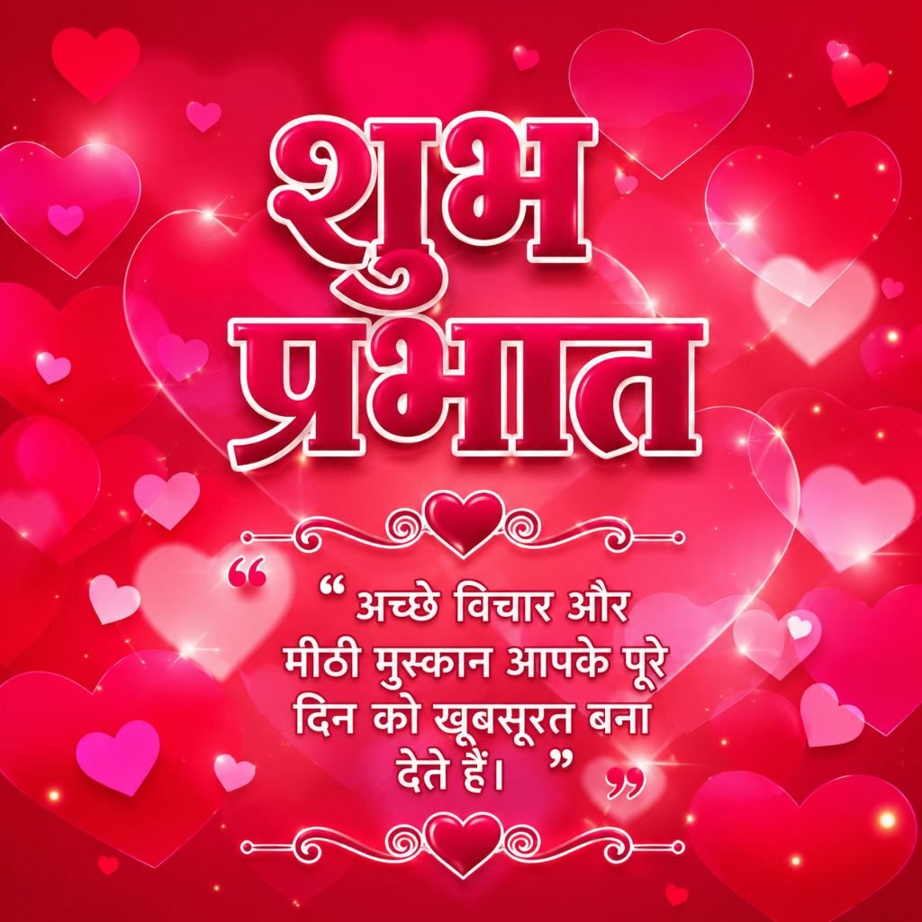 Beautiful Heart Theme Good Morning Image in Hindi