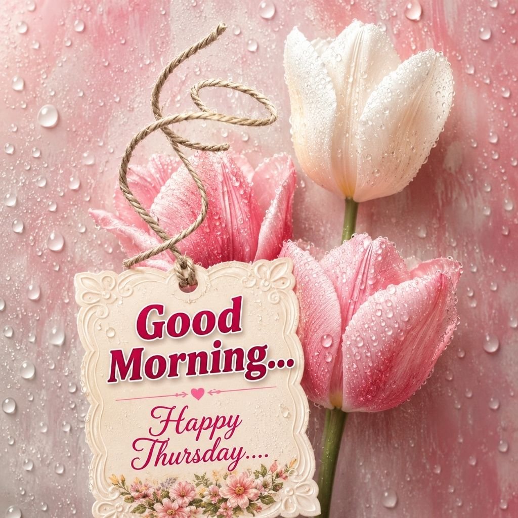 Beautiful Pink Tulip Good Morning Happy Thursday Image