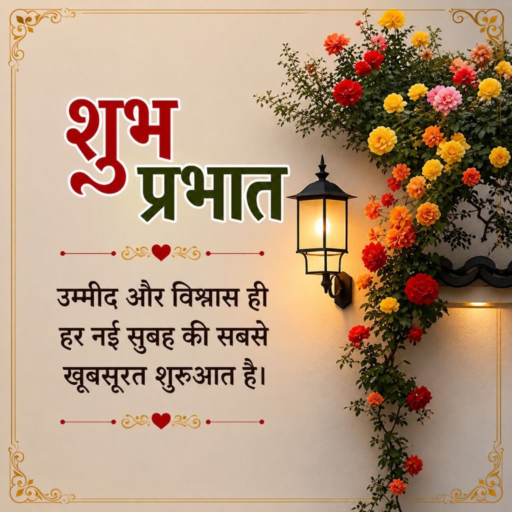 Beautiful Shubh Prabhat Image with Flowers