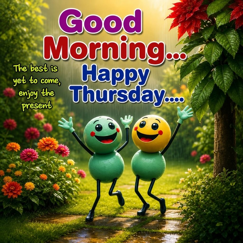 Cute Happy Thursday Good Morning Wishes with Smiley Characters