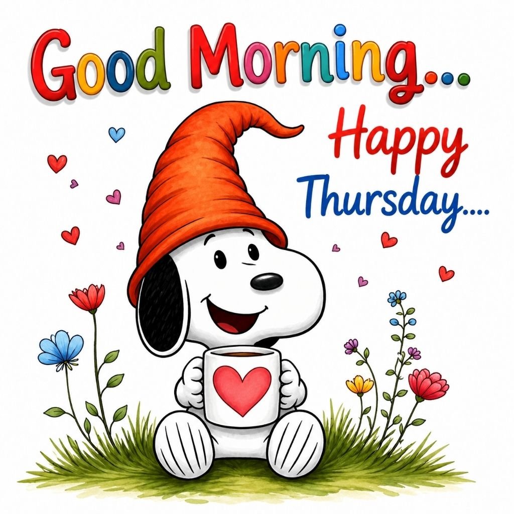 Cute Snoopy Good Morning Happy Thursday Wishes Image