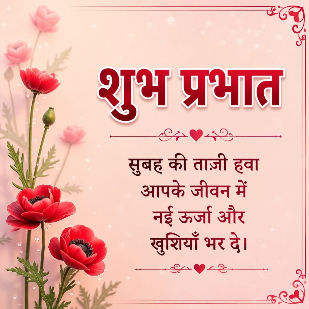 Floral Shubh Prabhat Image with Hindi Message