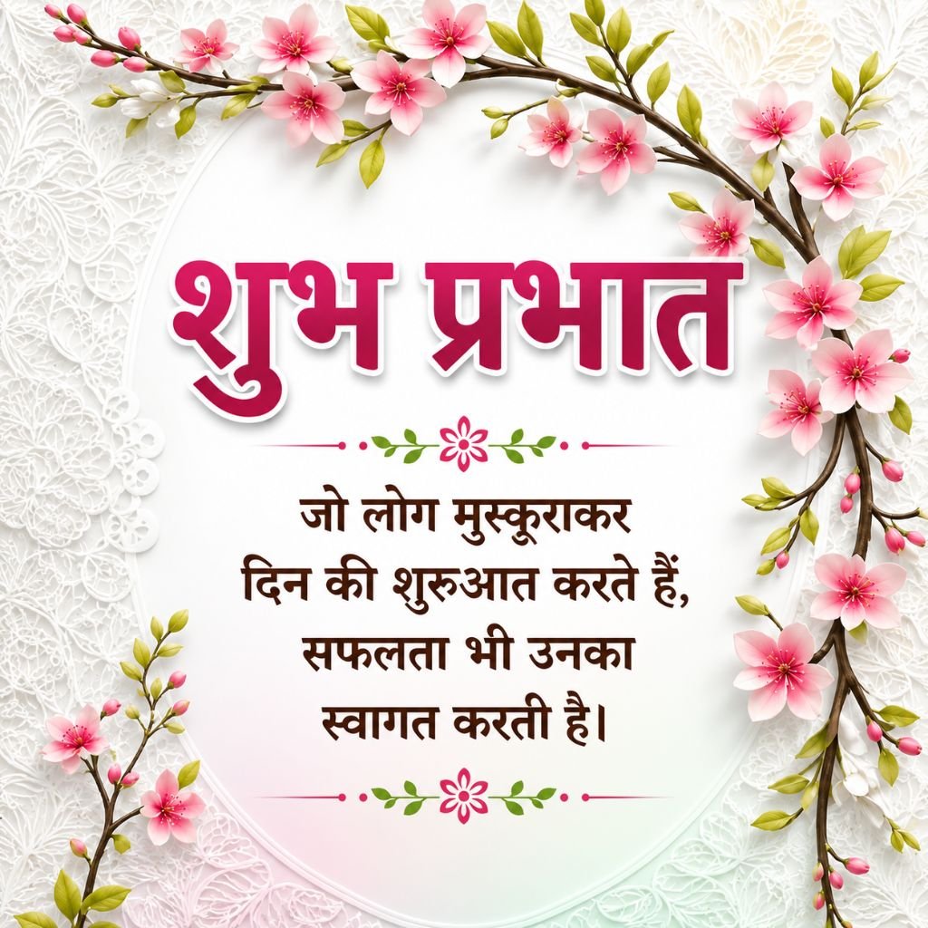 Floral Shubh Prabhat Photo in Hindi