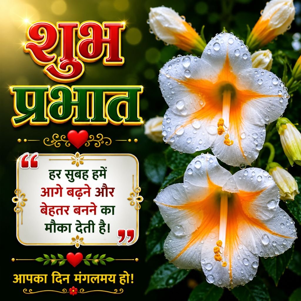 Fresh Flower Good Morning Image in Hindi