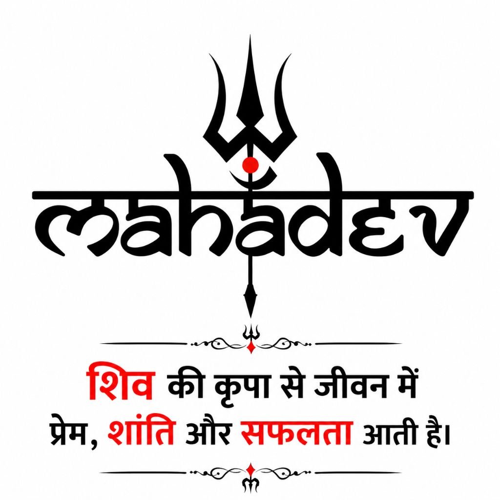 Mahadev Name Art with Shiv Quotes in Hindi