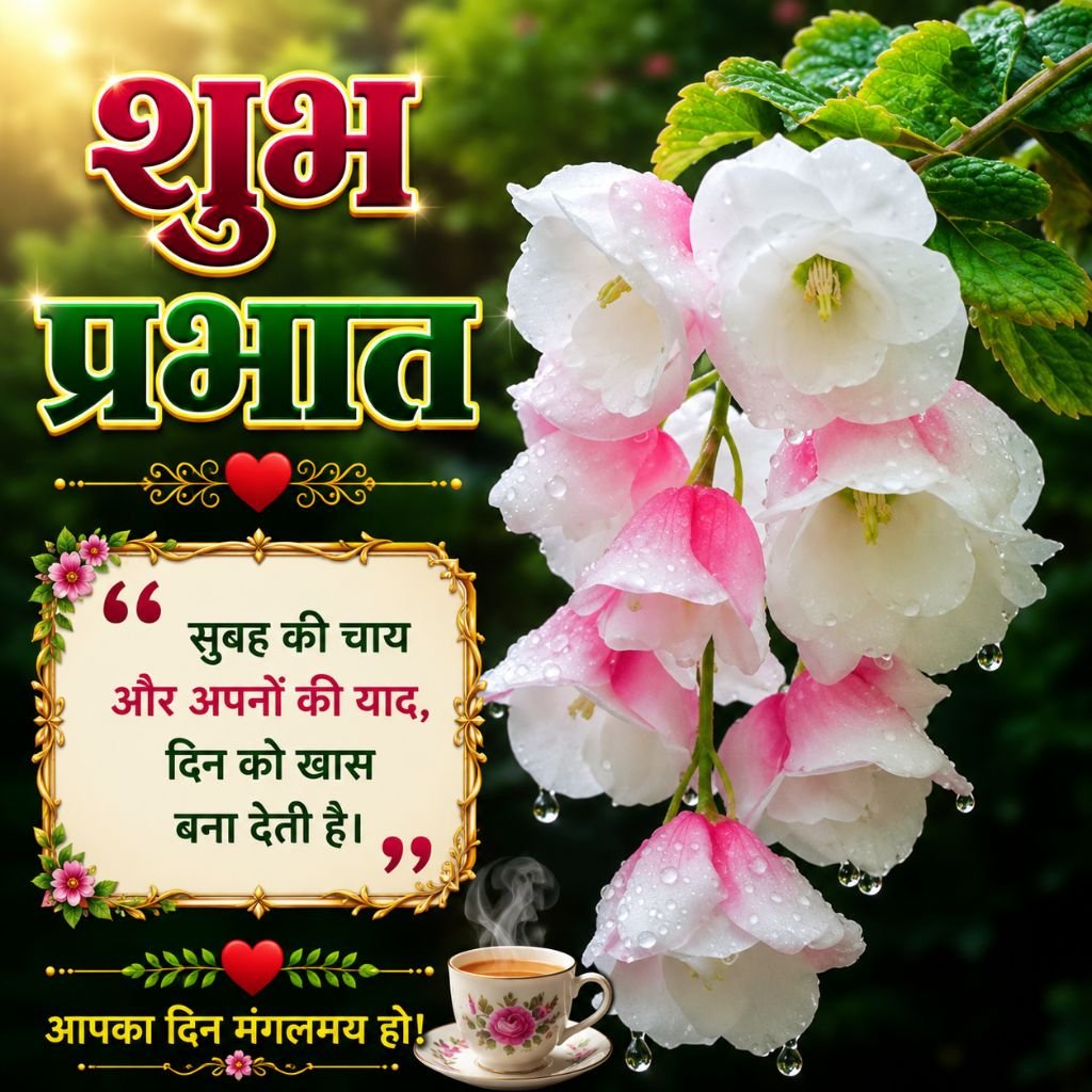 Morning Tea Good Morning Image with Hindi Quote