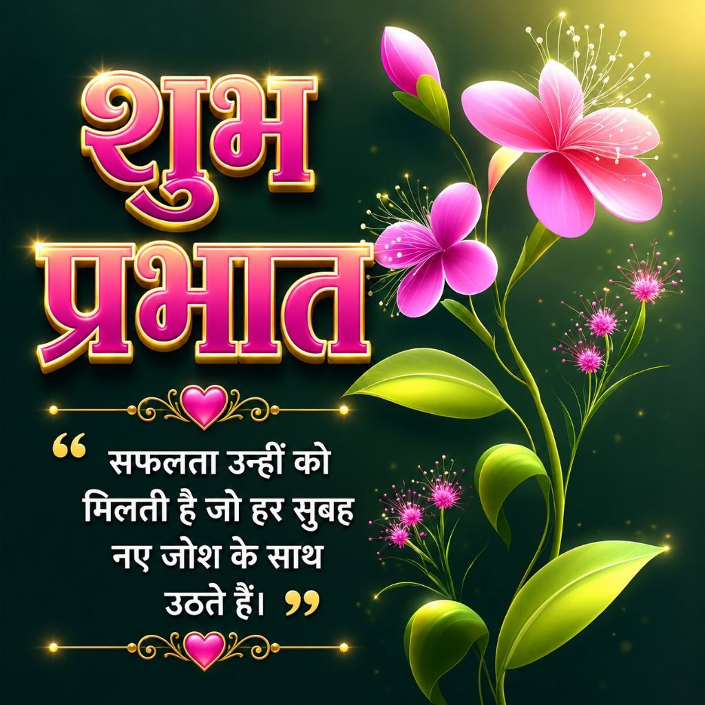 Motivational Flower Good Morning Image in Hindi