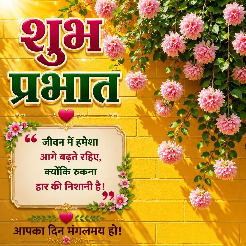 Motivational Good Morning Image with Pink Flowers