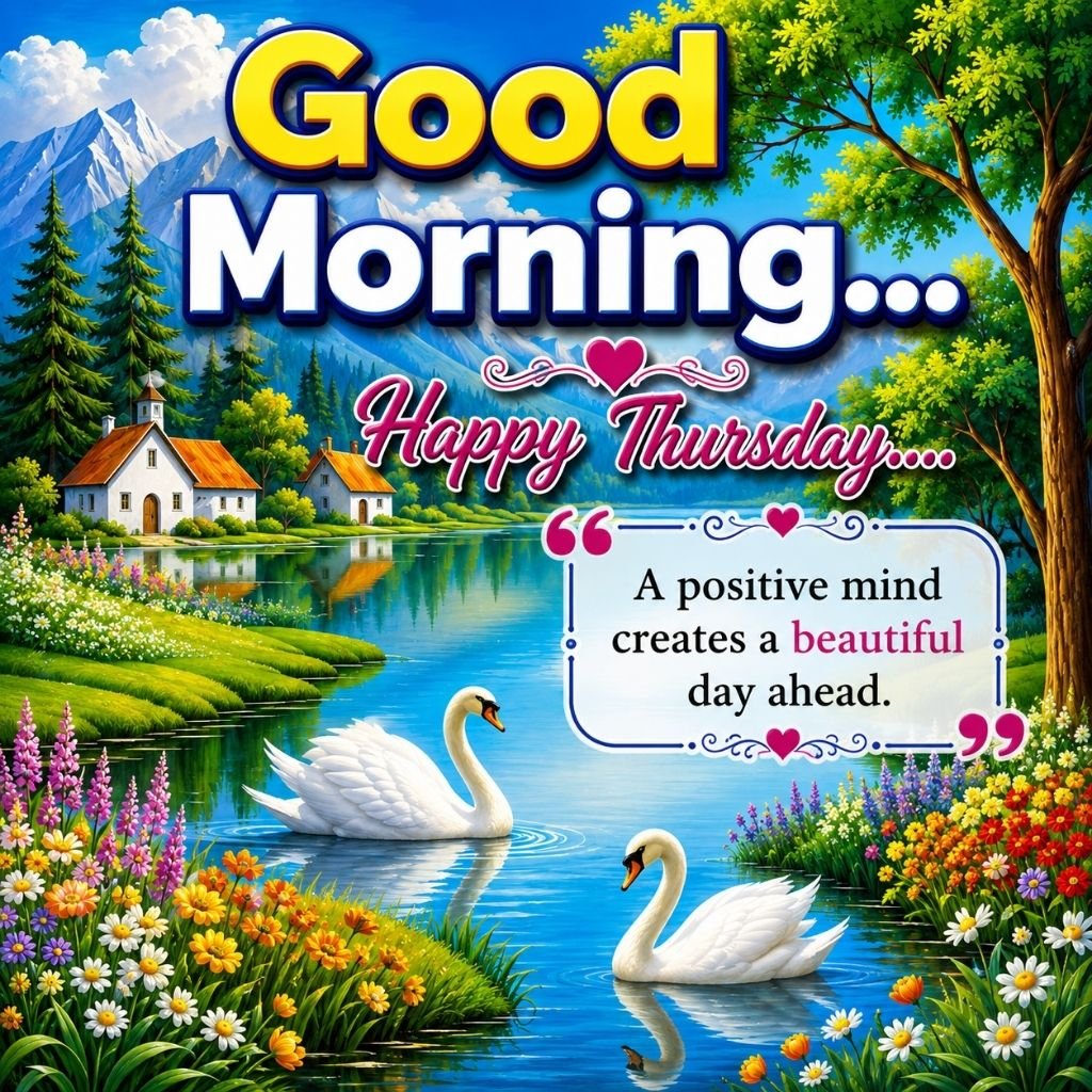 Mountain Lake Good Morning Happy Thursday Beautiful Day Image