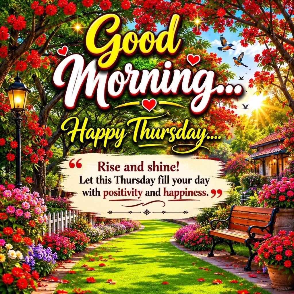 Nature Garden Good Morning Happy Thursday Motivational Image