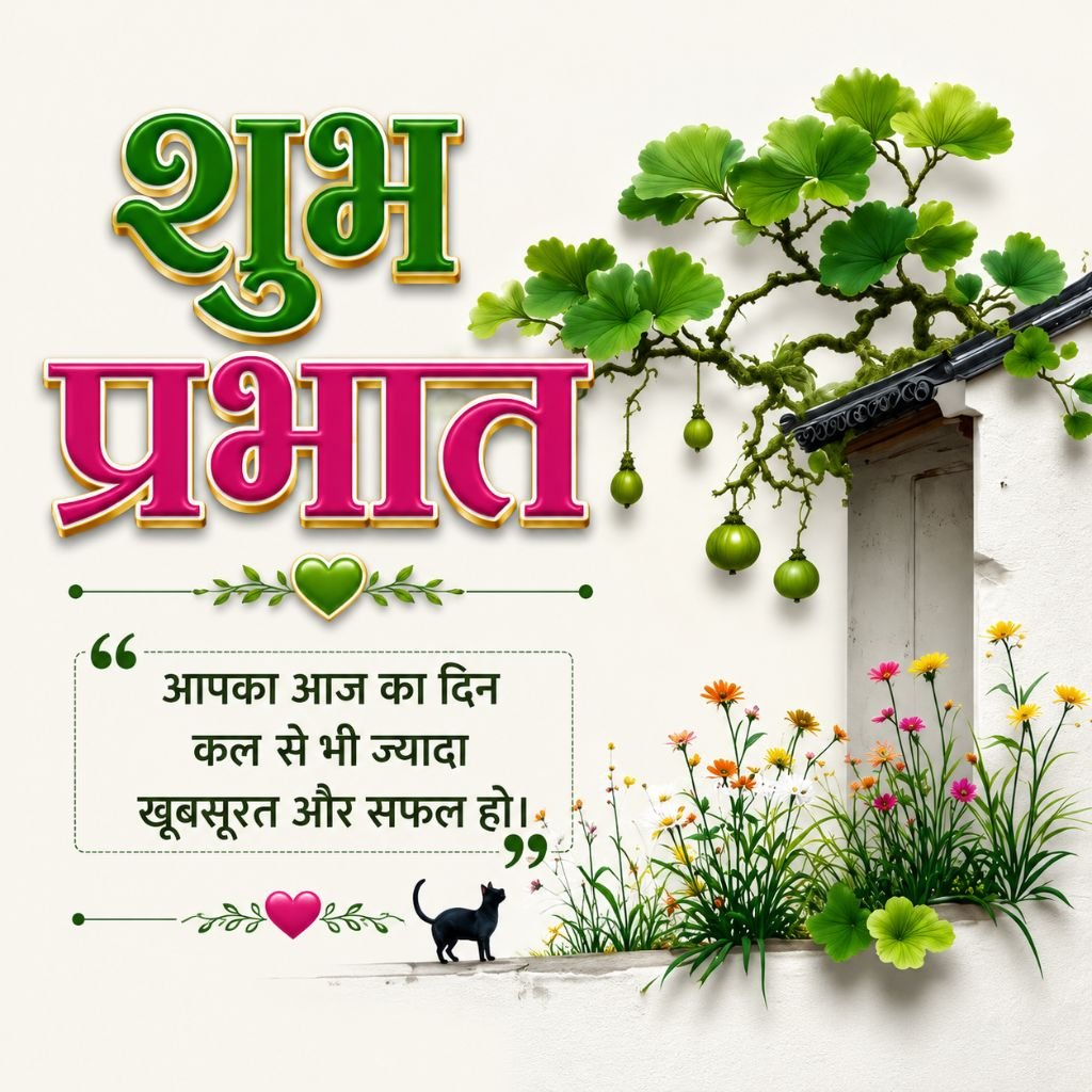 Nature Good Morning Image with Hindi Quote