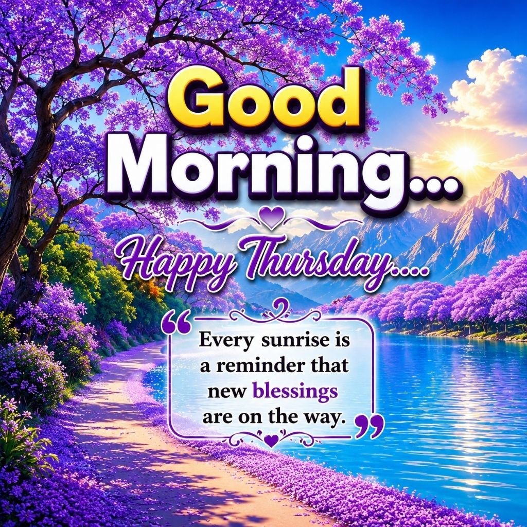 Purple Nature Good Morning Happy Thursday Blessings Image