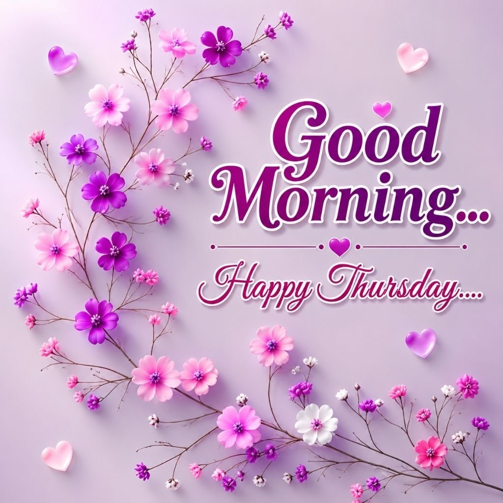Purple flower Good Morning Happy Thursday Wishes Image 