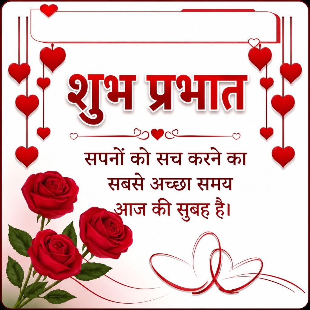 Rose Good Morning Image in Hindi